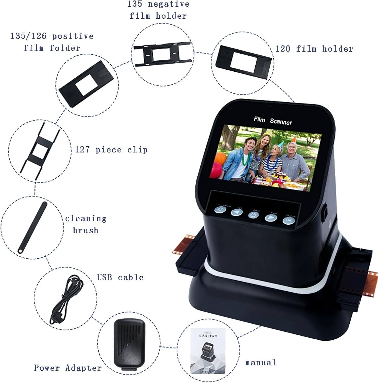 Scanner per pellicole digitali, scanner per pellicole ad alta risoluzione da 120 mm, scanner per diapositive e negativi da 22 megapixel, convertitore per pellicole KPK da 35 mm, 135, 126, 127 mm