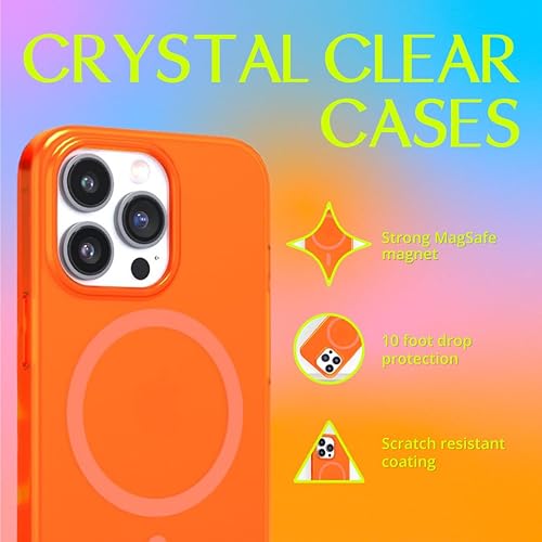 Miniatura 2 de FELONY CASE - Funda transparente naranja neón para iPhone 13 Pro Max, compatible con MagSafe - Fundas protectoras a prueba de golpes de 360