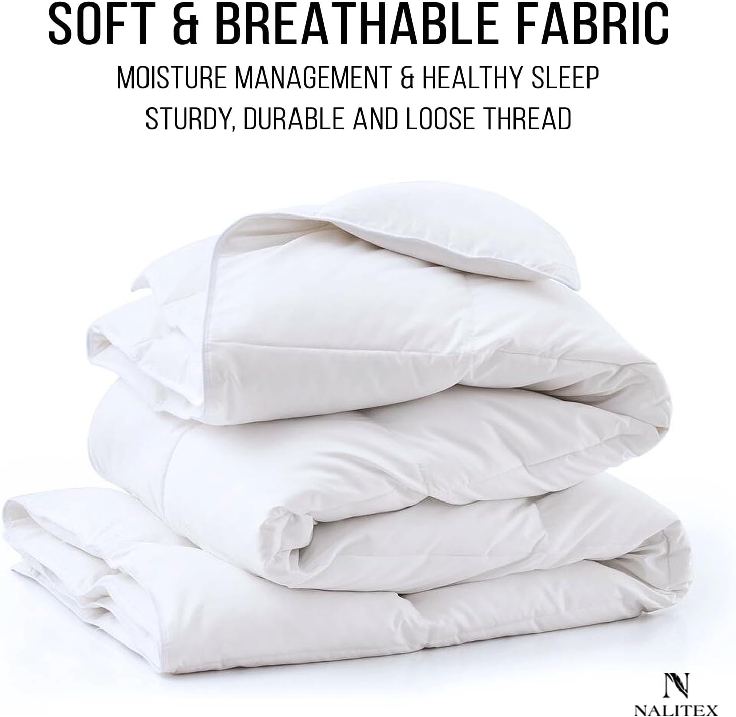 Bedding Comforter Queen Size & King Size Down Alternative Comforter Box Stitched Duvet Insert 300GSM Inner Soft Fluffy Quilted Polyester Microfiber Wadding Quilt (White, Queen)