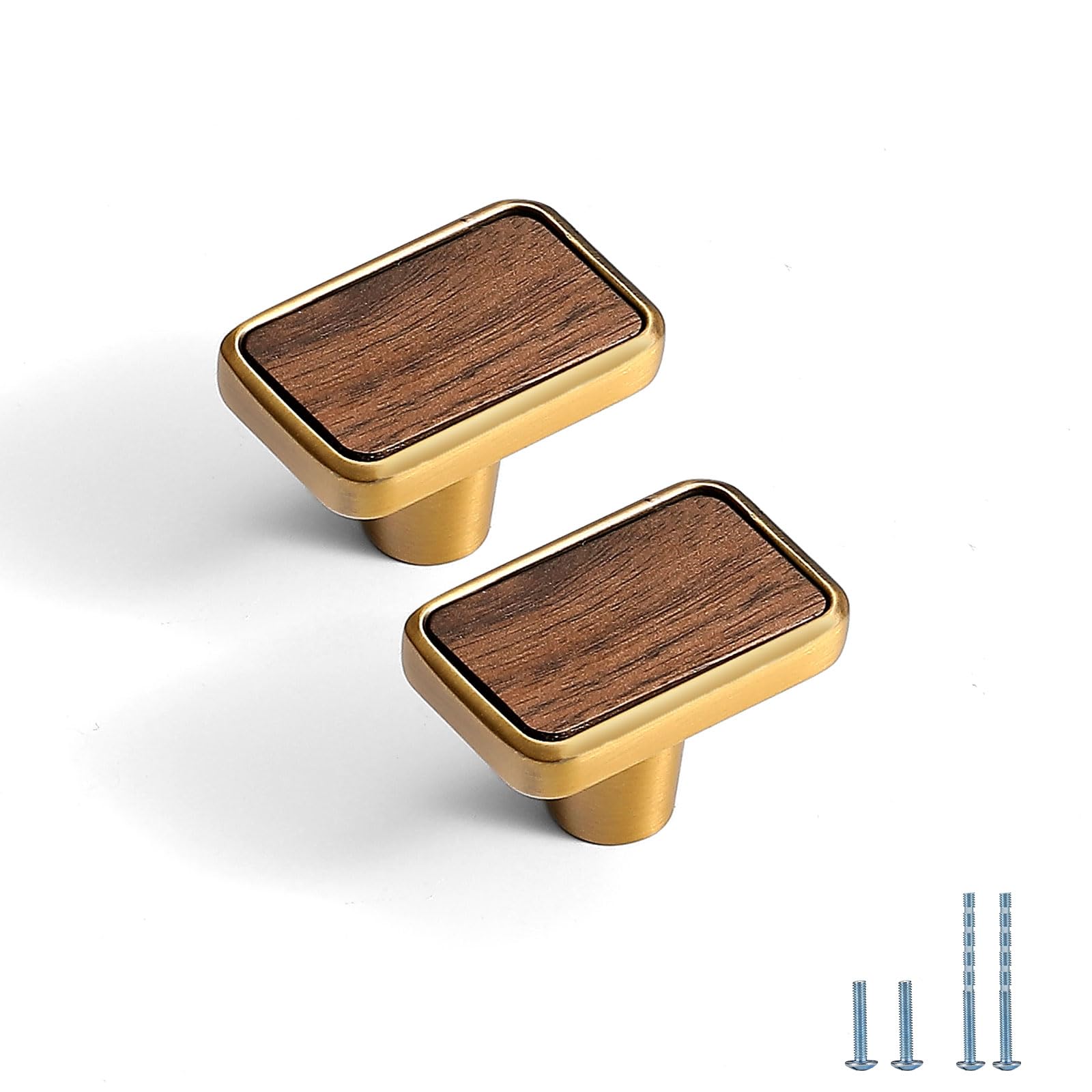 Evionlin 6 Pcs Walnut Wooden Drawer Handle Cabinet Pulls Drawer Handles Zinc Alloy Base Furniture Hardware Antique Bronze Knob