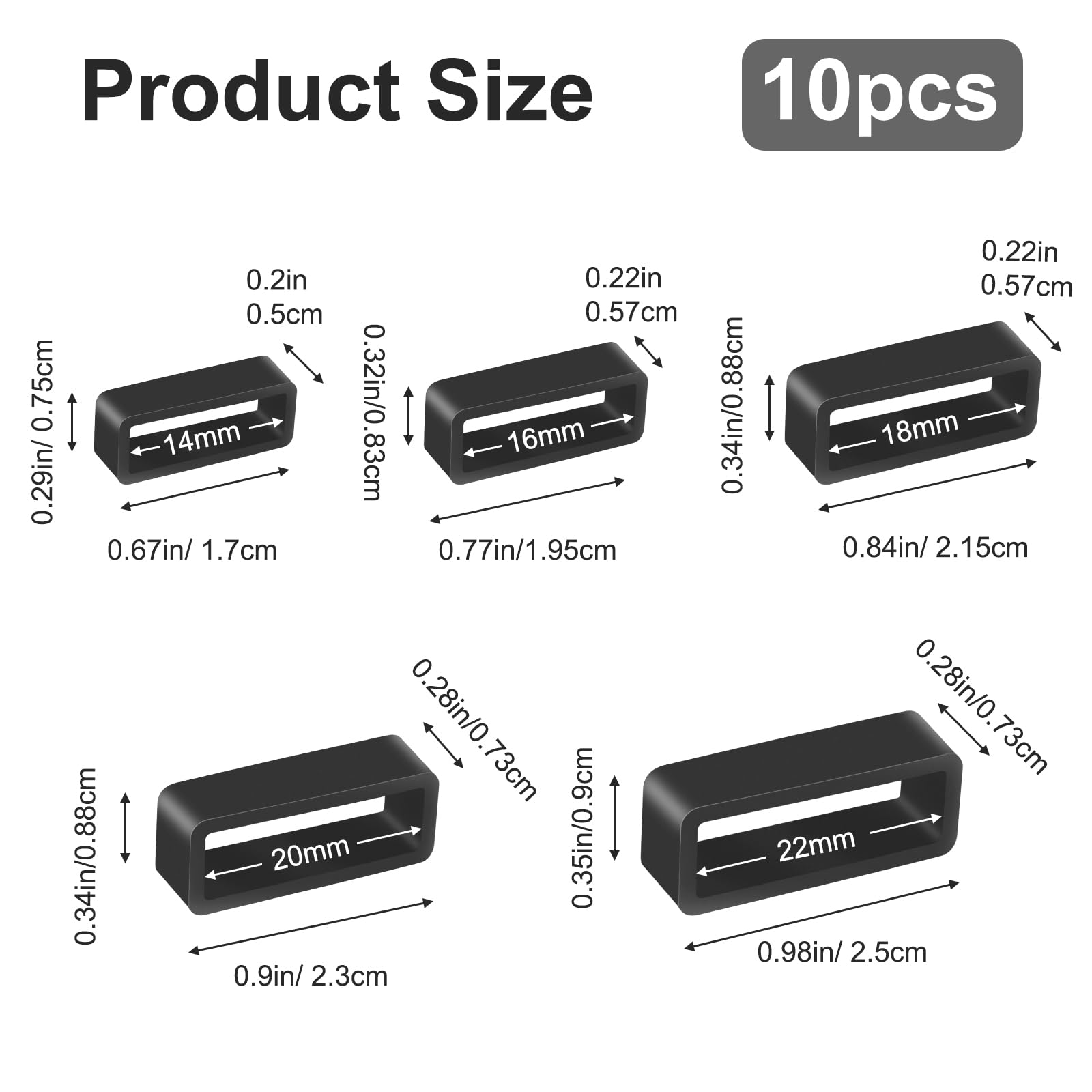 10pcs 14-22mm Watch Band Holder Watch Band Keeper Strap Loop Rubber Bands Holder Retainer Black Wristwatch Strap Keeper Replacement Bands Fastener Rings for Retaining Sport Hoop Smart Wristwatch Belt