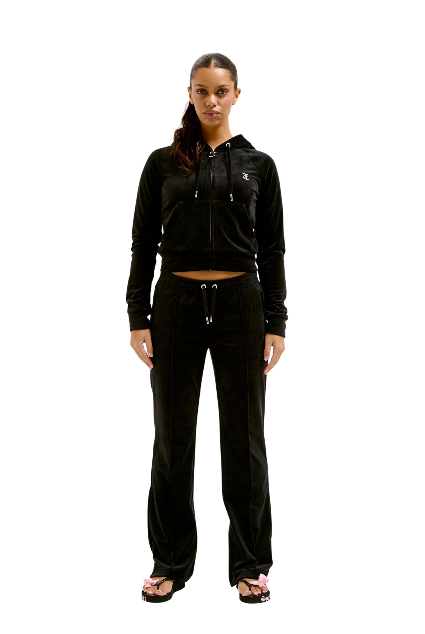 Juicy Couture Women's Noir Velvet Jogging Trousers For