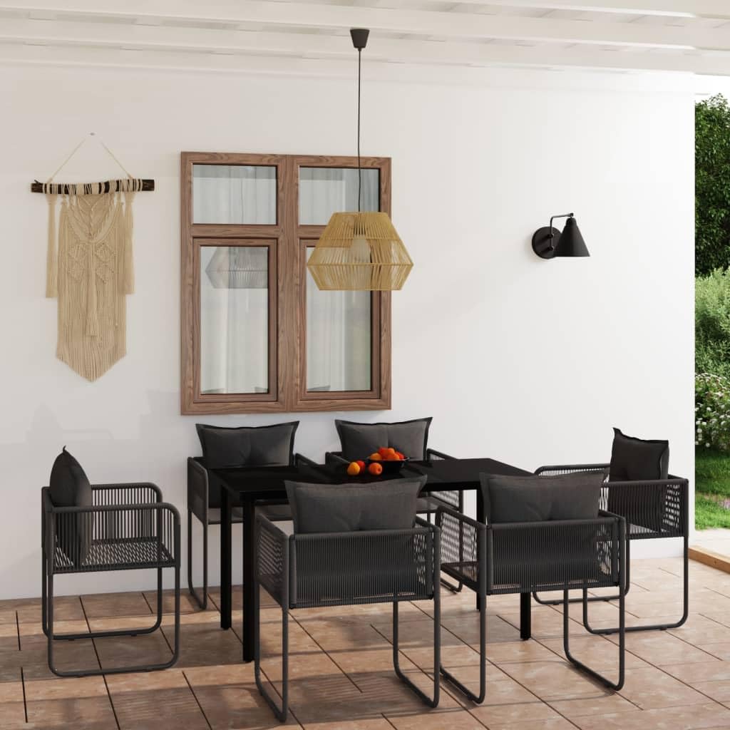 KCCKOM Garden Furniture Set 7 Piece Patio Dining Set Black