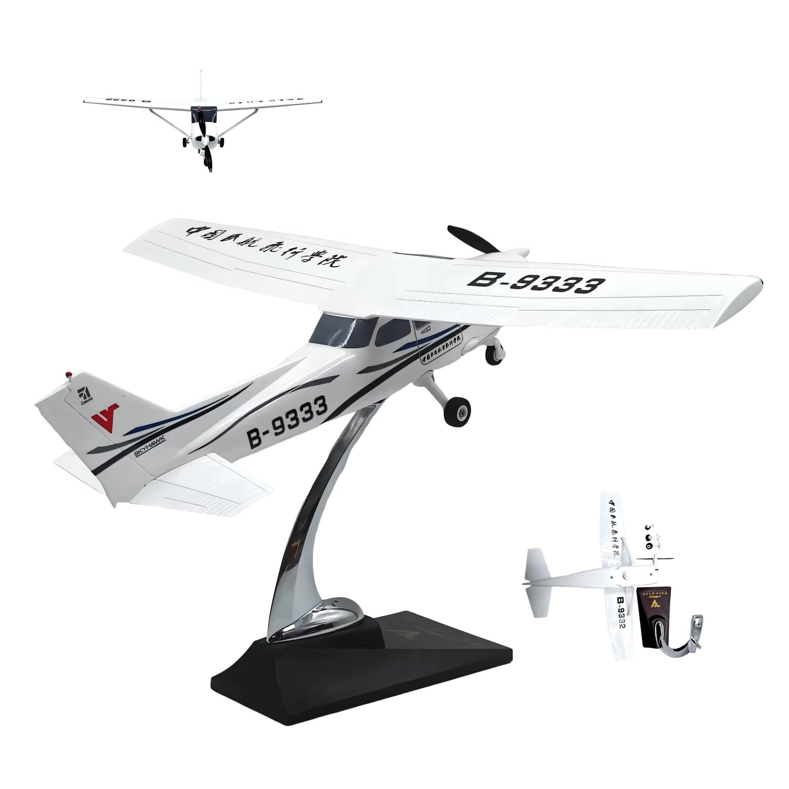 Modello aereo 172 Cessna Trainer in scala 1:32 Realistico in lega resina metallo fuso con supporto for visualizzazione statica, opera d'arte fatta mano Decorazione perfetta casa
