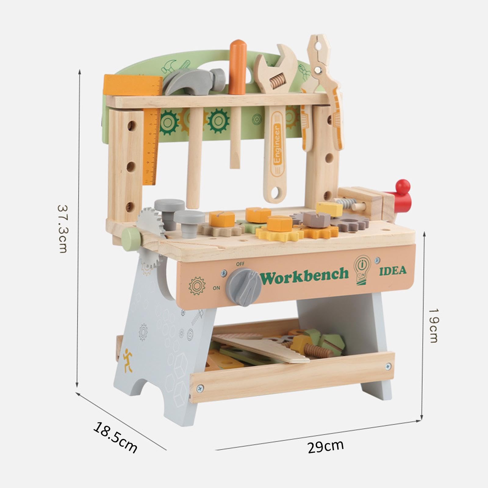 Kinder Werkbank Spielzeug Holzspielzeug Werkzeugbank Werkzeugset mit Schraubendreher Und Hammer Fördert Kreativität Und Lernfähigkeit für Geschenk