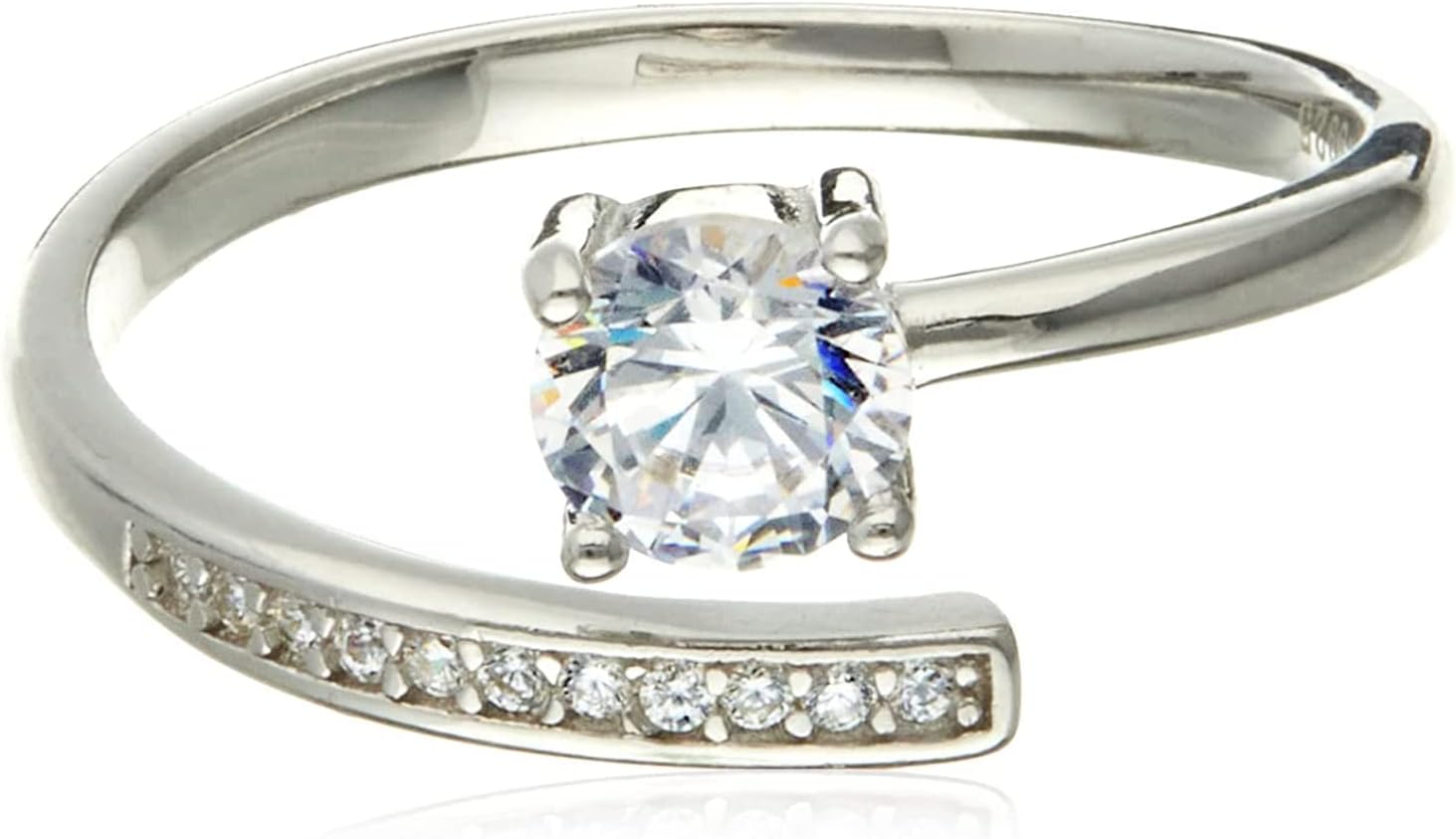 Sweet Rose Women's Sterling Silver White Cubic Zirconia Twirl Ring,