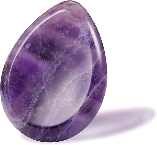 JSDDE Natural Healing Crystal Thumb Worry Stone - Smooth Pocket Palm Gemstone, Anxiety Stress Relieve (Amethyst)