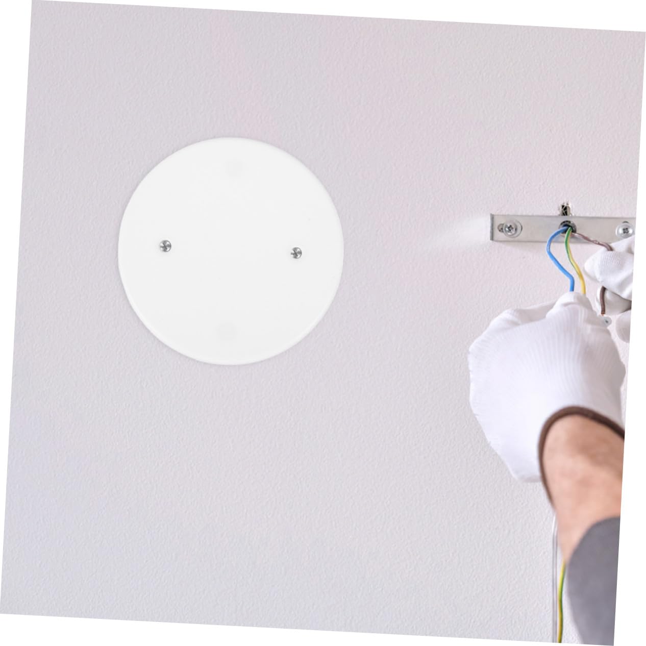 PLAFOPE 50 Stück Abdeckplatten für Deckenventilator aus Pp Runde und Achteckige Form Flache Runde Rohplatte Weiße Kabeldose Deckenabdeckung für Einfache Kabelführung
