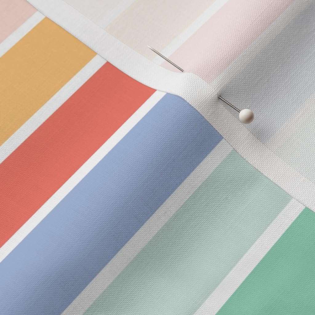 Spoonflower Fabric - Retro Rainbow Stripe Colorful Spring Summer Pastel Printed on Petal Signature Cotton Fabric by The Yard - Sewing Quilting Apparel Crafts Decor