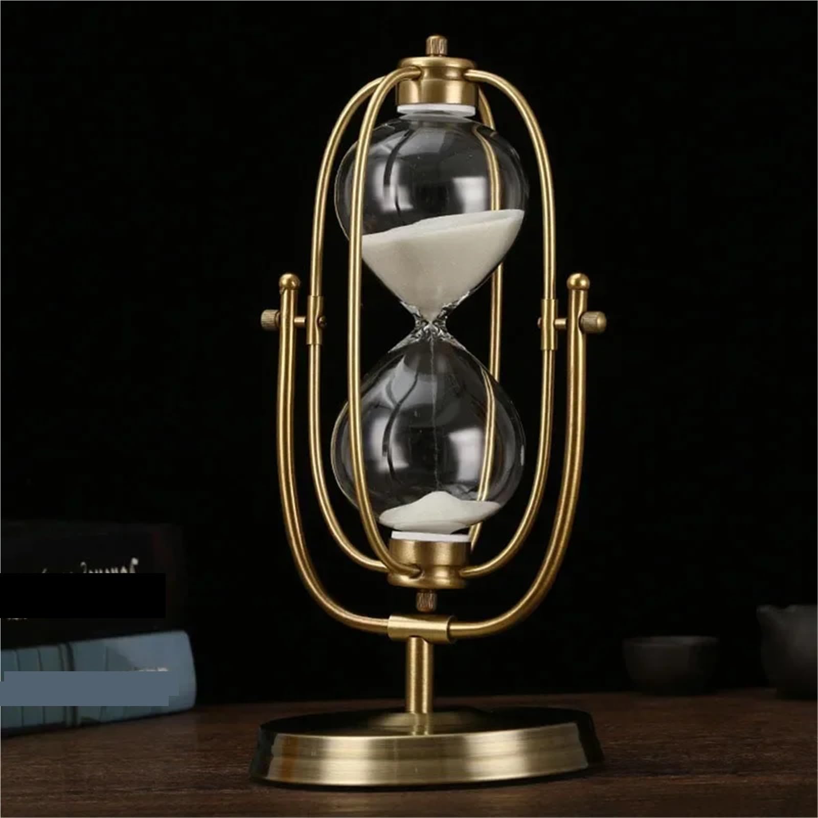Reloj de Arena Metal, Adorno clásico for estantería Oficina, decoración Estudio, Reloj Escritorio, for el hogar, 15/30 min para Cocina, Estudio(Black-15min-12x14x24cm)