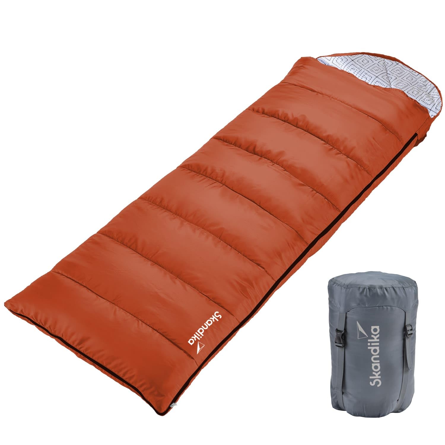 Skandika Iceland Saco de Dormir Individual | con Forro de polialgodón para Adultos, acoplable, hasta -5°C, 220 x 80 cm | Invierno Camping Senderismo