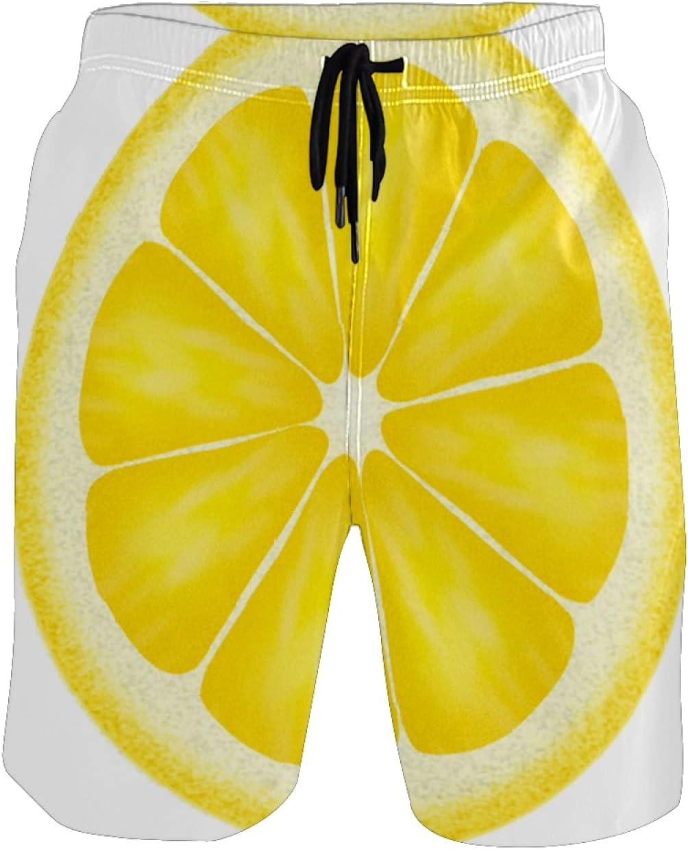 JERECY Men's Swim Trunks Yellow Lemon Fruit Quick Dry Board Shorts with Drawstring and Pockets