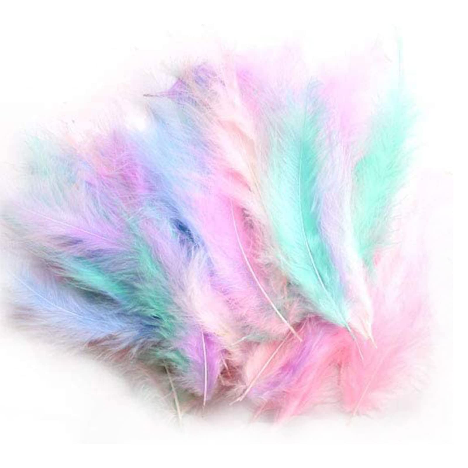 100 PCS Coloured Feathers,10-15cm Soft Natural Goose Feathers for Crafts,Use for Make DIY Crafts,Wall Decorations,Halloween Masks, Dream Catchers,Lighting,Bohemian Feather Garlands,Multicolor