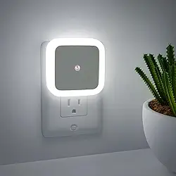 Luz noturna, luzes noturnas de LED quadradas para parede, Smart React, luz branca de brilho suave, para quarto, banheiro, banheiro, escadas, cozinha, corredor (branco frio)