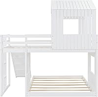 Vista 34 de Marco de litera con tobogán, no necesita somier, gris, individual sobre individual