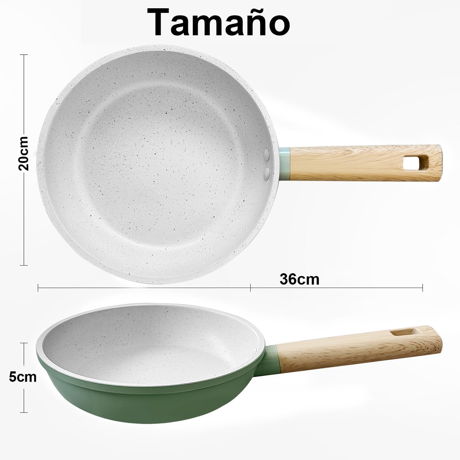 YIJIA | Sartén Antiadherente con Superficie de Piedra, Sartén con Revestimiento de Mármol,Libre de PFOA,Apta para Todo Tipo de Cocinas, Incluida Inducción y Puede Lavavajillas (Ø20/24/28cm)