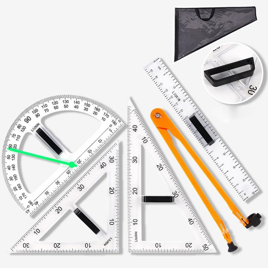 Mathematik set Messwerkzeug Dreieck Lineal für Lehrer Schüler Zeichenunterricht Heimarbeitsplatz, 5 Stück