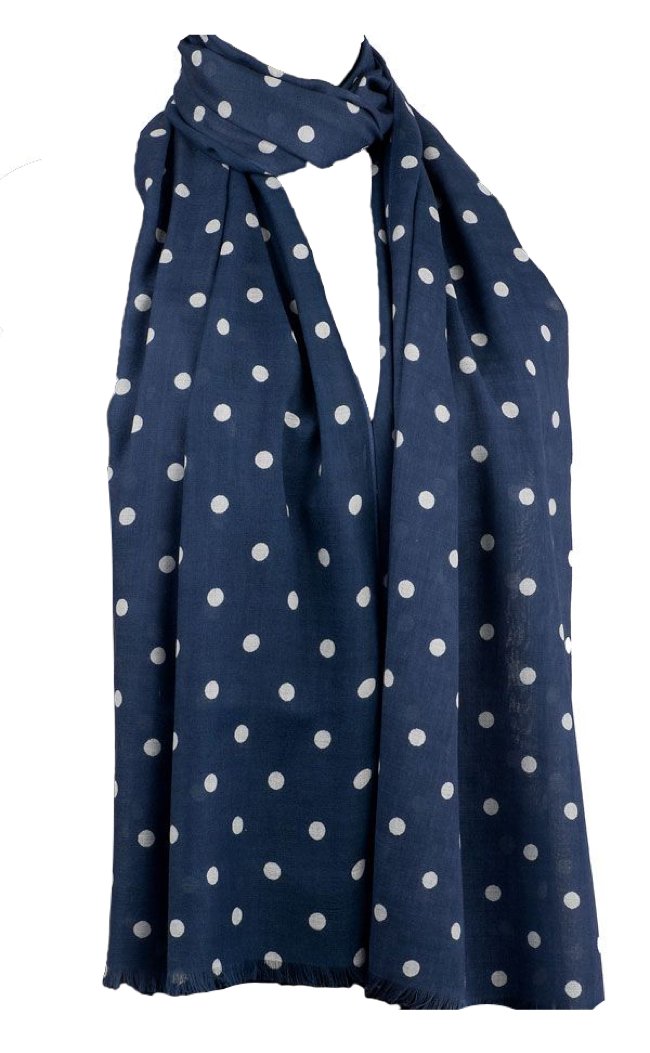 The Olive HouseWomens Fair Trade Polka Dot Scarf Blue White Spots