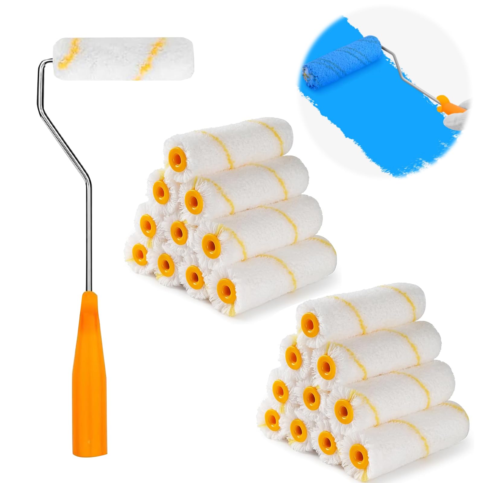– Paint Roller Covers, 20 Pcs Roller Sleeves, 4 inch Microfiber Paint Rollers Sleeves Short Pile Microfibre Rollers with Handles for Home Wall Ceiling Decoration Renovations and Repair
