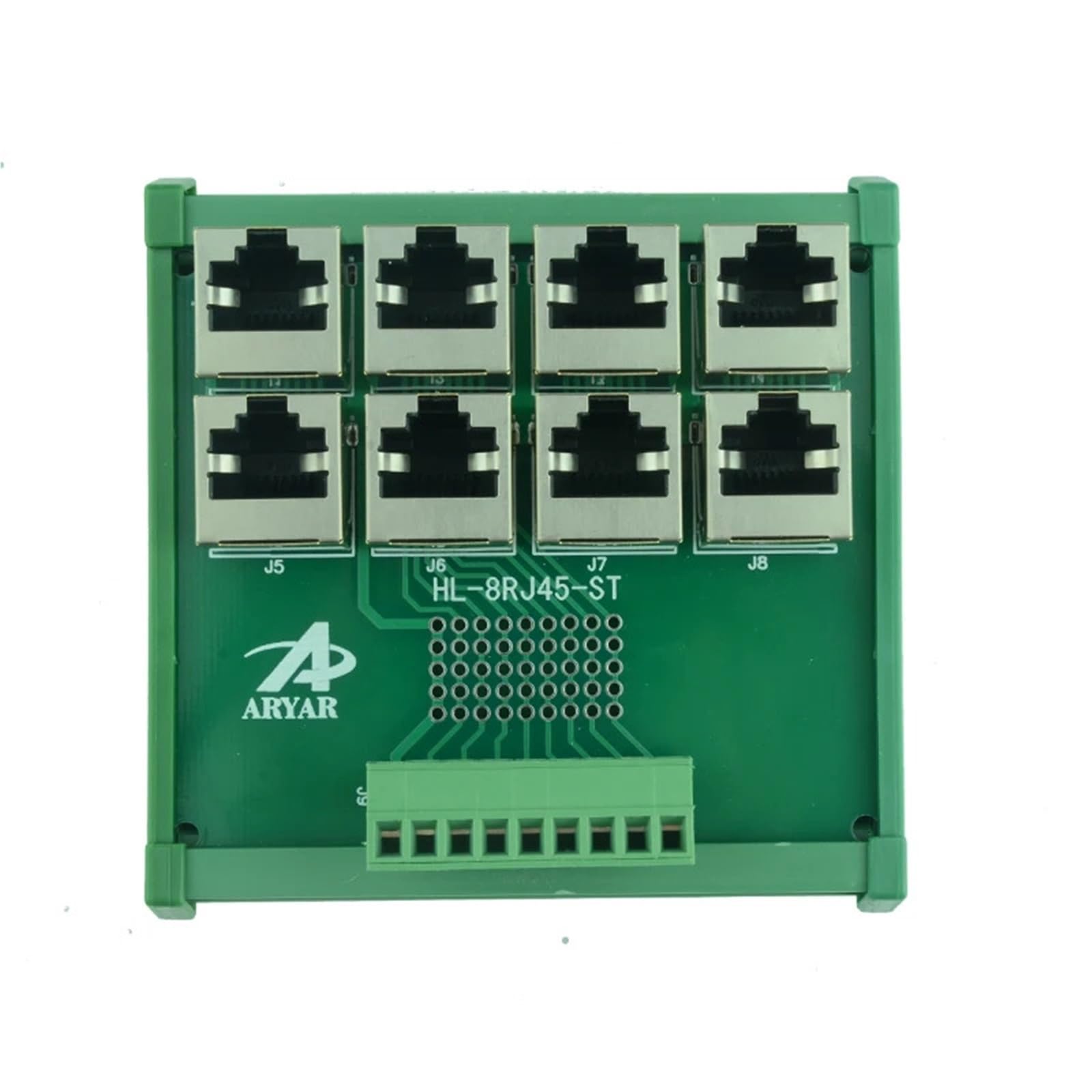 1 x moduł do montażu na szynie DIN RJ45, 8-drożna płyta przyłączeniowa ze złączem RJ45 8P8C, blok zacisków, złącze. (With Carrier)