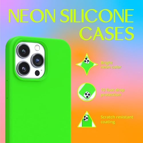 Miniatura 2 de FELONY CASE - Funda para iPhone 13 Pro - Funda de silicona verde neón  Silicona líquida con forro de microfibra antiarañazos, funda protectora a
