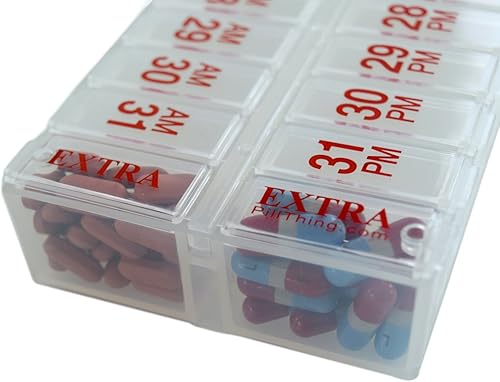 Miniatura 2 de Juego de planificador mensual de pastillero dos veces al día, organizador de medicamentos AM & PM durante 31 días. El juego contiene 2 organizadores