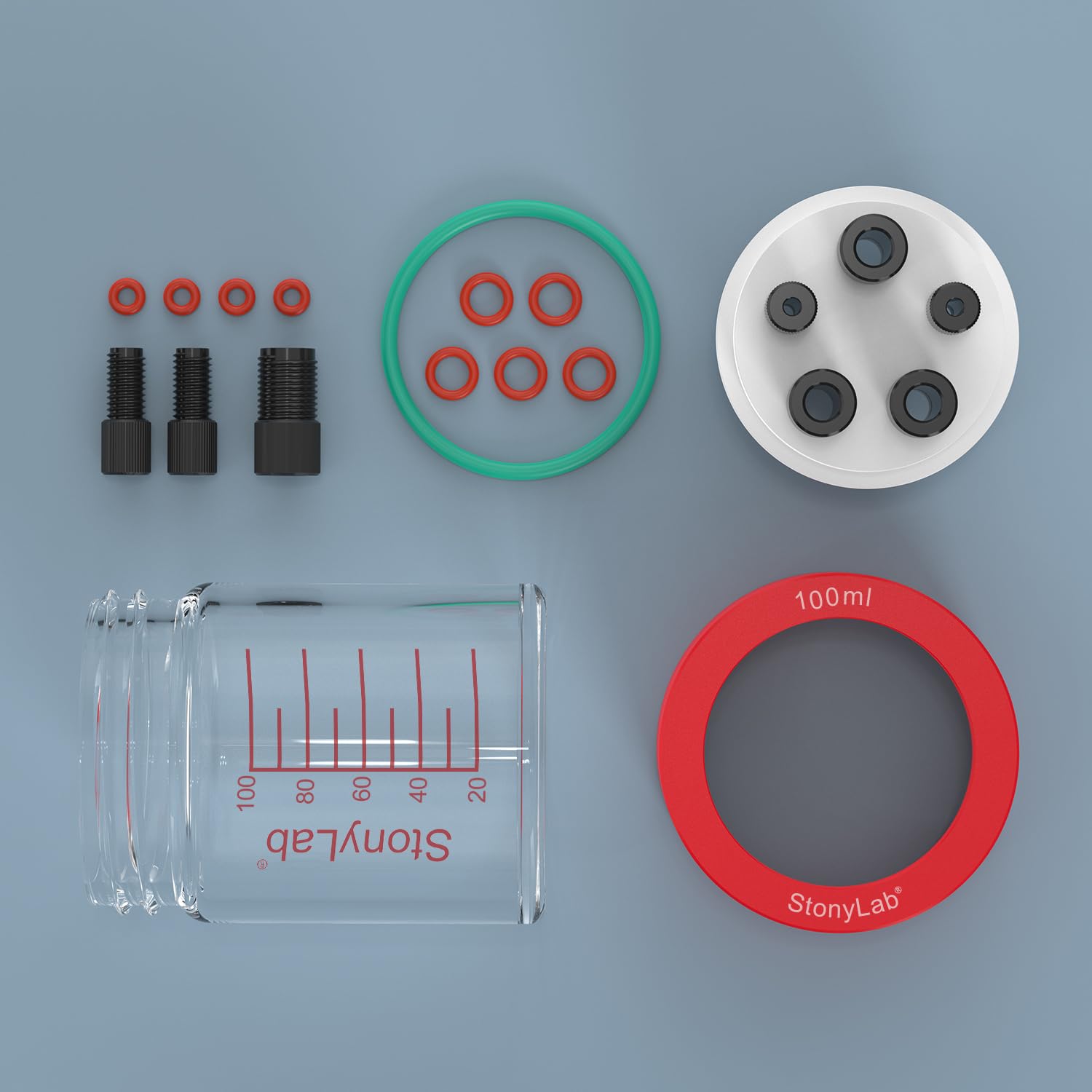 Célula Electrolítica 100ml Supersellada con Gas Puerto, Sistema de 3 Electrodos, Cuerpo de Vidrio de Borosilicato y Tapa de PTFE