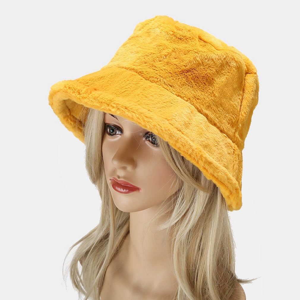 Quanhaigou Winter Faux Fur Bucket Hat,Fuzzy Warm Hat for Women Men, Fluffy Fisherman Cap - Image 2