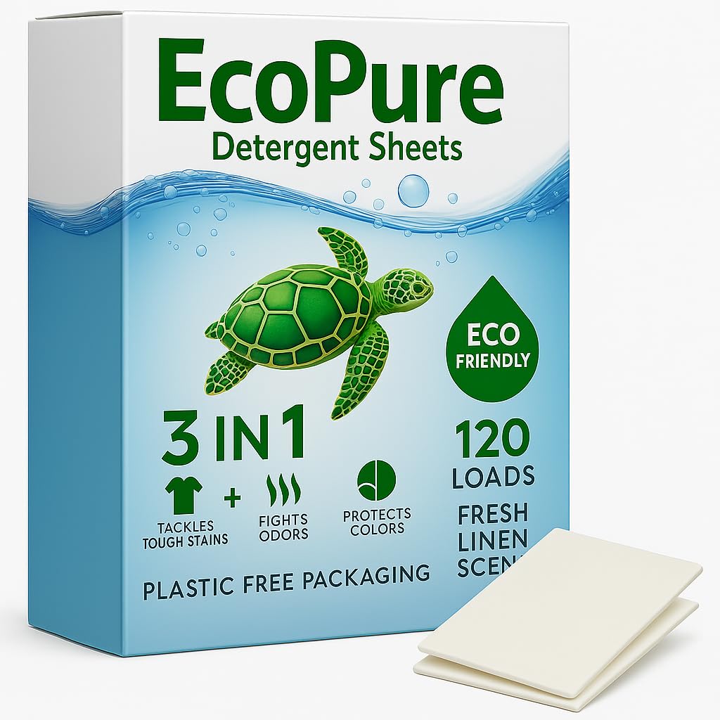 Eco-Pure Laundry Detergent Sheets 120 Loads Eco-Friendly Plastic-Free Fresh Linen Scent Biodegradable Liquidless Laundry Strips HE Compatible Baby