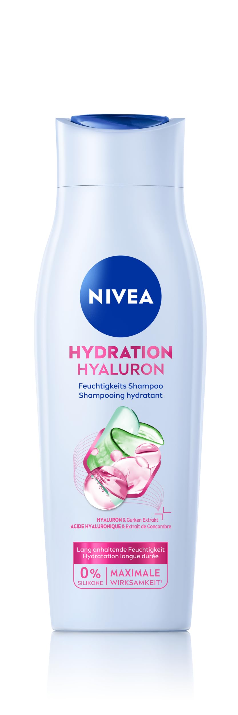 NIVEA Hydration Hyaluron Feuchtigkeits-Shampoo (250 ml), Haarpflege für trockenes Haar mit Hyaluron & Gurken-Extrakt, veganes* Shampoo für mehr Feuchtigkeit und Glanz