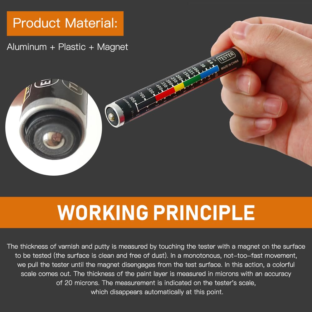 Misuratore Di Vernice Auto - Spessimetro Magnetico Per Carrozzeria Senza Batterie, Impermeabile - Foto 3