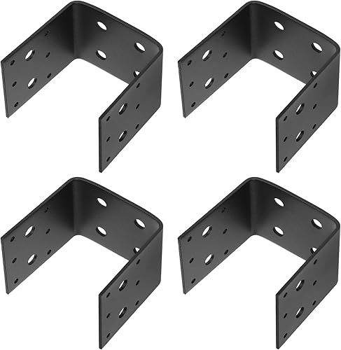 Miniatura 4 de 4 soportes negros de medio poste, para conectores de anclaje de poste de 4 x 4, soporte de soportes para viguetas de marco de cubierta, tamaño
