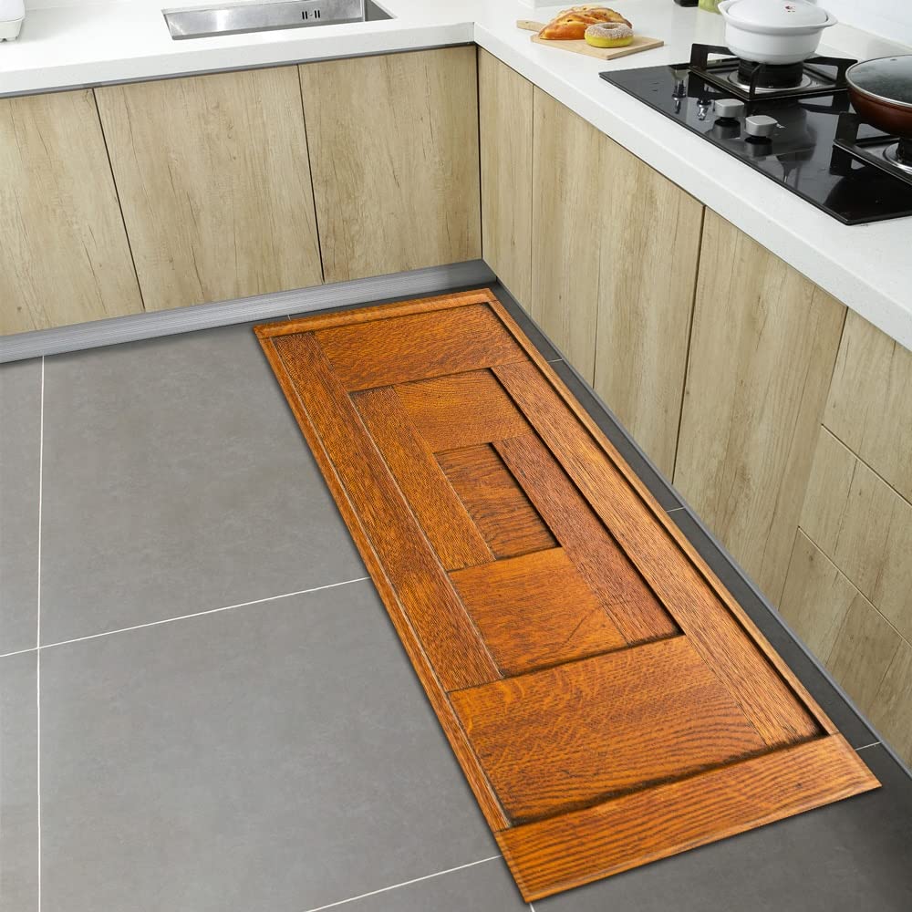 Wood Grain Kitchen Carpets Bathroom Entrance Doormat Living Room Bedroom Hallway Anti-Slip Rug Home Balcony Floor Mat NO.18 60X90cm