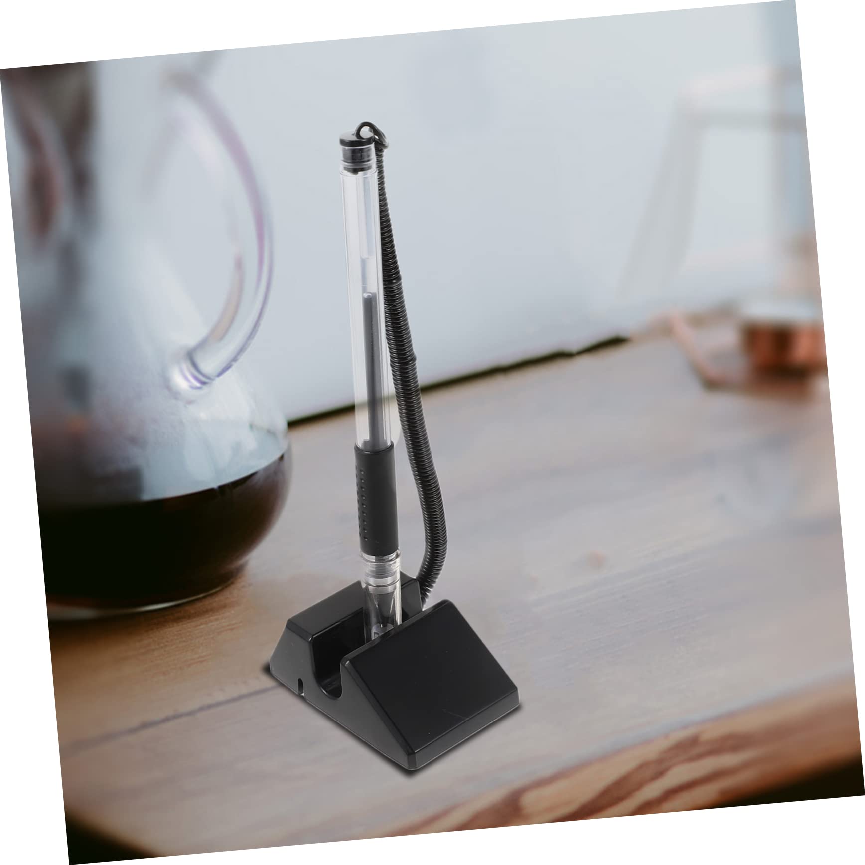 Ciieeo 10pièces Stylos De Bureau Autocollants Noirs De Stylos à Bille Avec Base De Support Écriture Fluide Et Pratique Pour Réception Et Bureau
