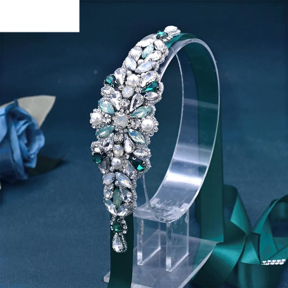 Cinturón de novia con diamantes de imitación para vestidos de noche formales, cinturón decorativo hecho a mano