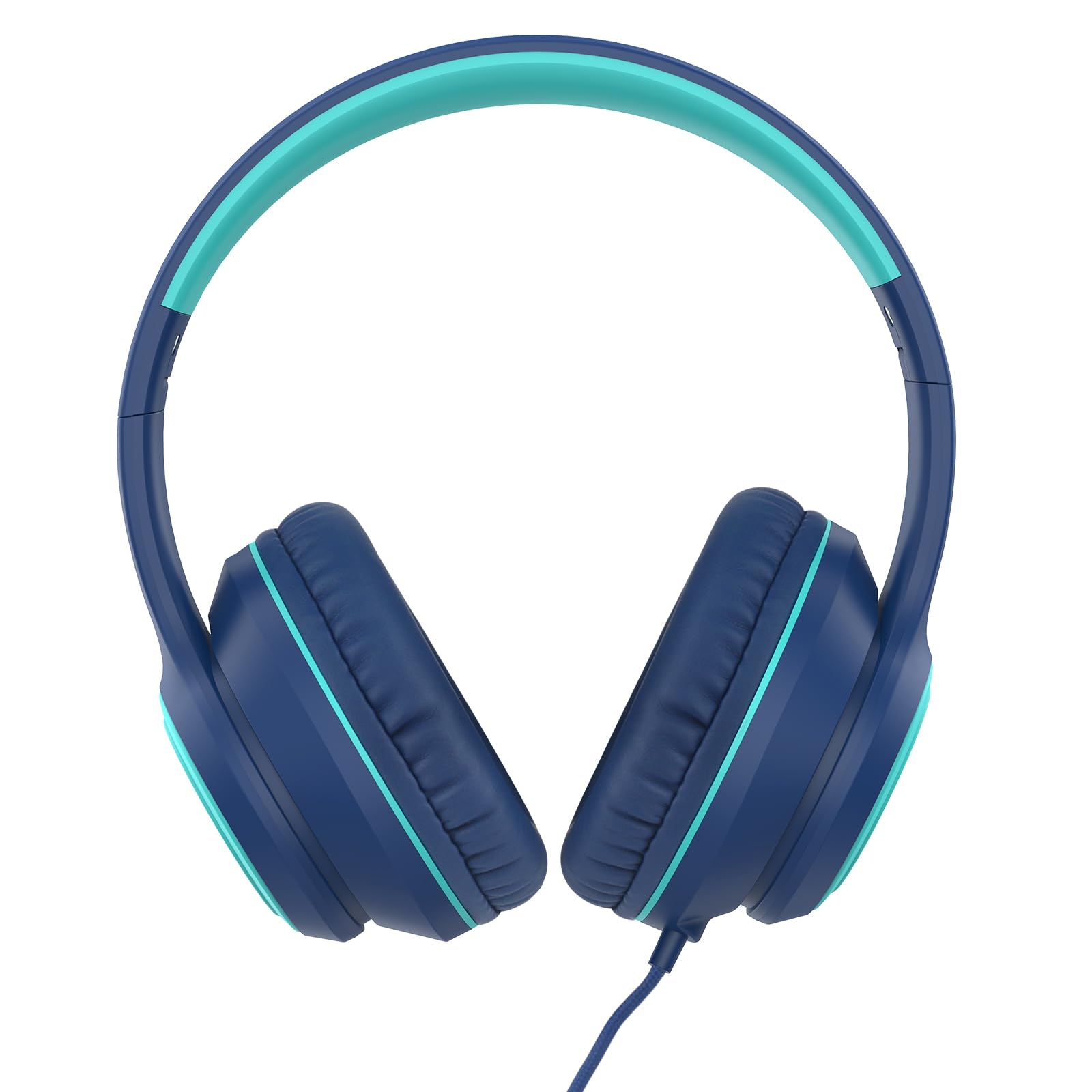 JOMILIN Cuffie sovrauricolari A8 con microfono, leggere, pieghevoli, stereo bassi, con cavo anti-groviglio da 1,5 m, cuffie cablate portatili per smartphone, tablet, computer, MP3/4 (blu)
