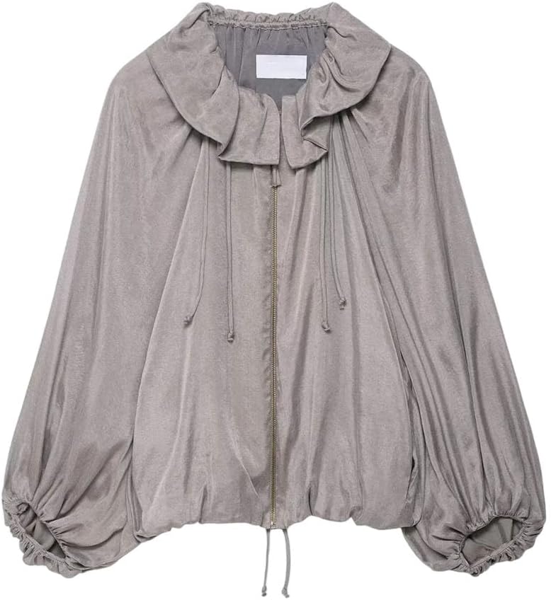 Women's Elegant Long Sleeve Zipper Turn-Down Collar Drawstring Pants 2-Piece Set