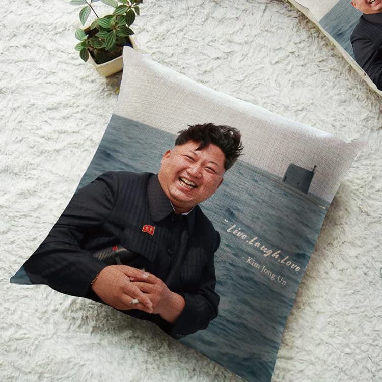 ONEOVA Kim Jong Un Throw Pillow Cover — 18X18 inch Live Laugh Love Personalized Pillowcase for Decorative Couch Bed