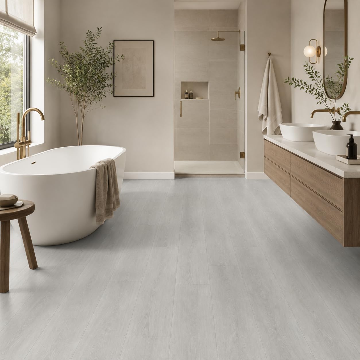 Klick - Pavimento in vinile rigido SPC, decorazione per piastrelle, impermeabile, 4 mm + 1 mm, isolamento per riscaldamento a pavimento (Mons Maple, Box 2,25 m²)