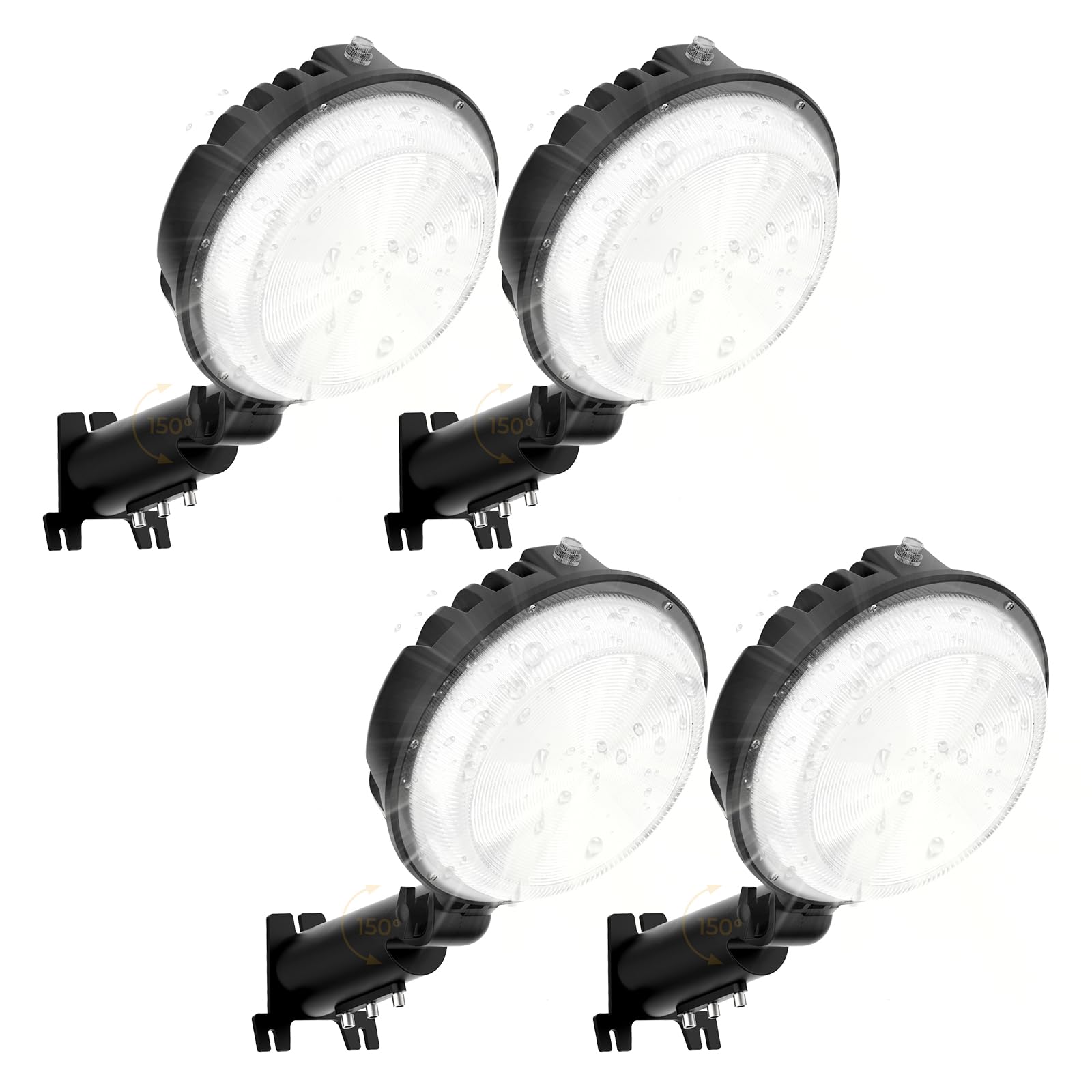 toberich - 4-pak lamp LED do stodoły 150 W, 18000 lm, oświetlenie zewnętrzne z fotokomórką 6500 K, regulowany kąt, IP66 światło dzienne, wodoszczelne, do GCD-01