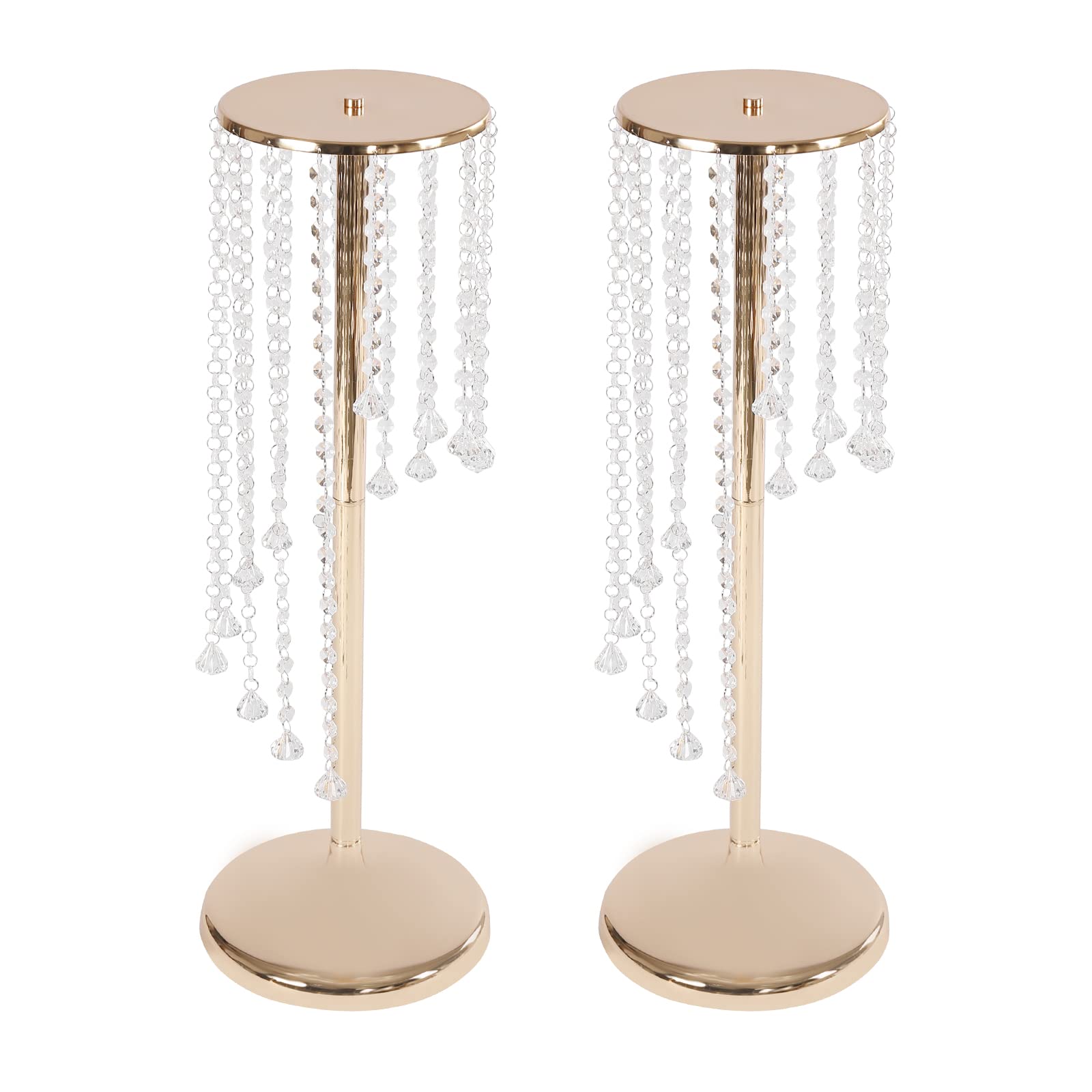 LANNADD 2 jarrones dorados, 70 cm de alto, jarrón de flores de cristal, jarrón de metal para boda, jarrón de flores de metal, decoración de jarrones adecuado para bodas, decoración de fiestas y