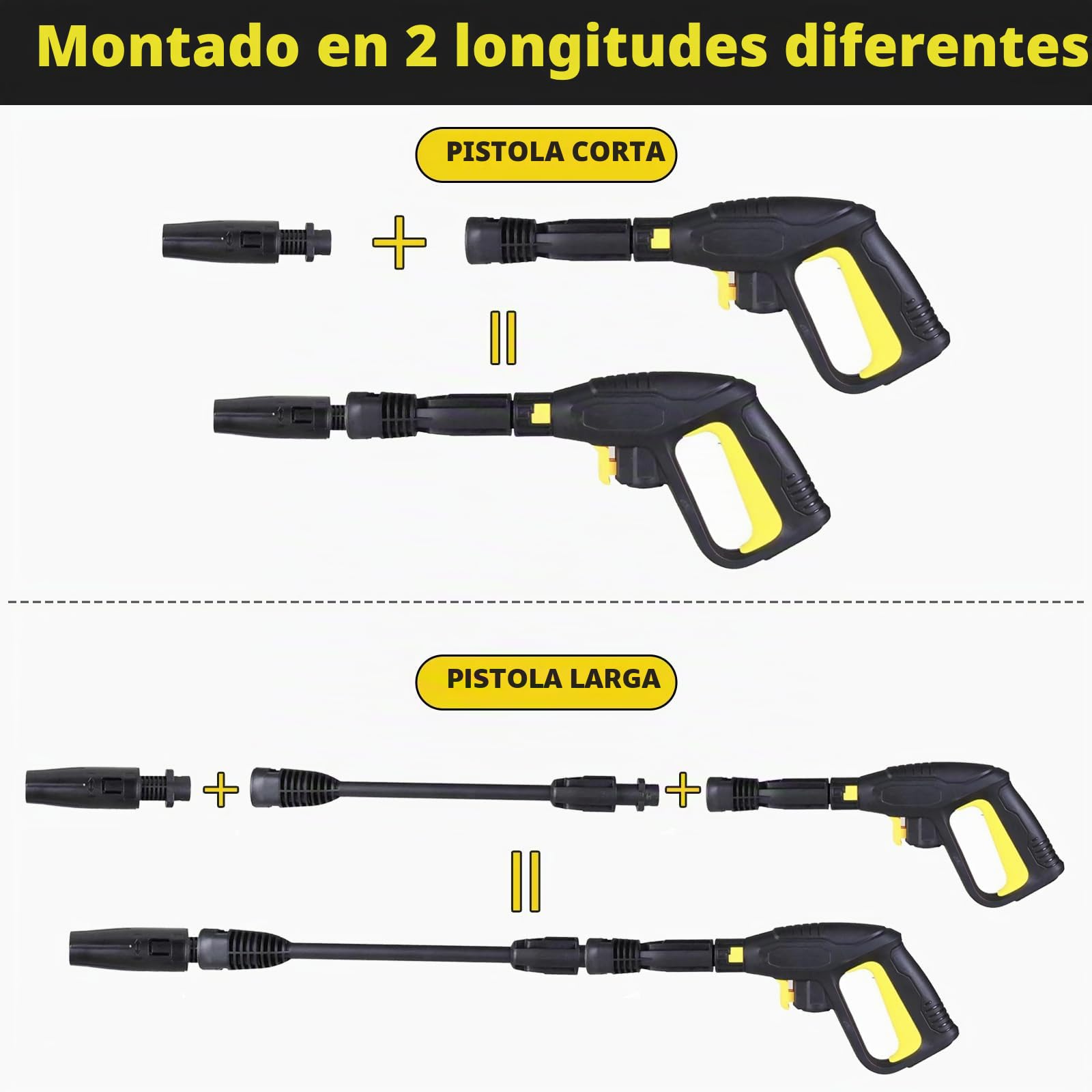 Pistola de repuesto y lanza de alta presión para Karcher K2, K3, K4, K5, K6, K7, boquilla de cabezal de pulverización ajustable, conexión rápida, 150 bares