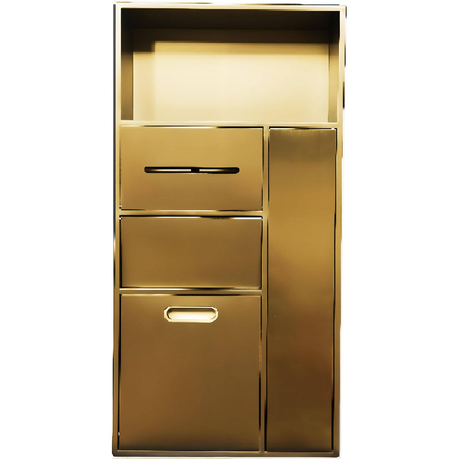 TIANQIHAO Stainless Steel Shower, Built-In Toilet Paper Holder, Hidden Trash Can, Kitchen Shelf Nizer - Grey 40X86X14Cm / 15.7X33.9X5.5In,Gold-40x86x14cm/15.7x33.9x5.5in