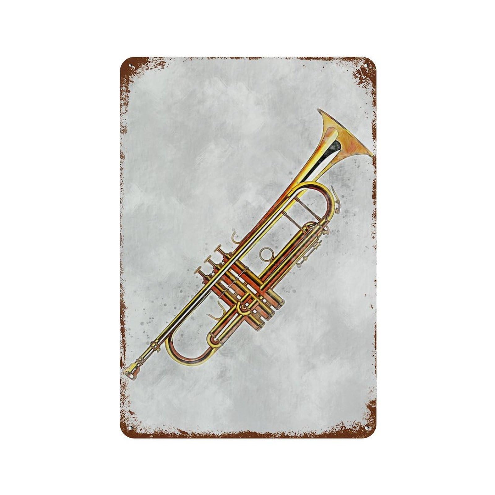 Trumpet 2 Decorative Tin Sign 11.8"x7.9", Vintage Wall Decor for Garage, Pub Or Kitchen