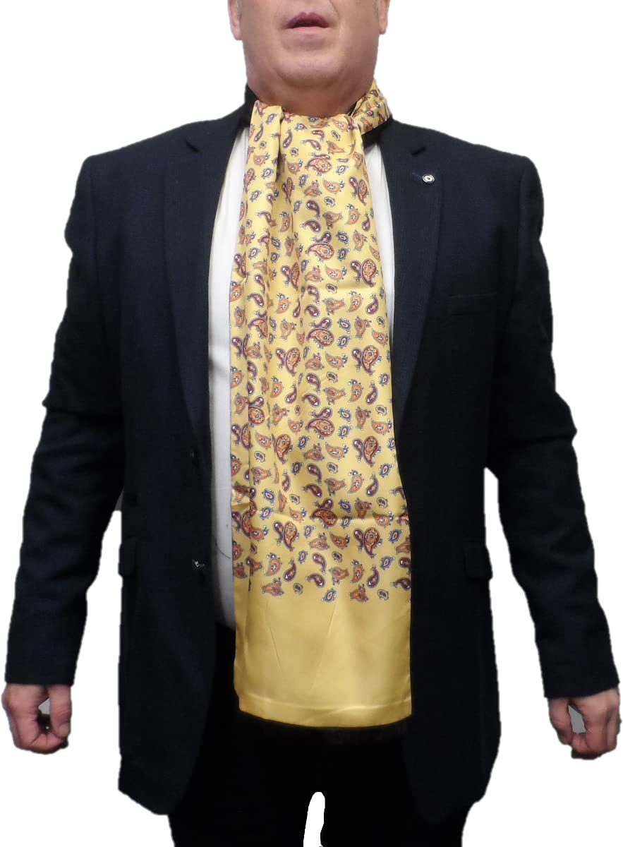 Mazeys Men's Mustard Retro Mod Paisley Scarf (Mustard)
