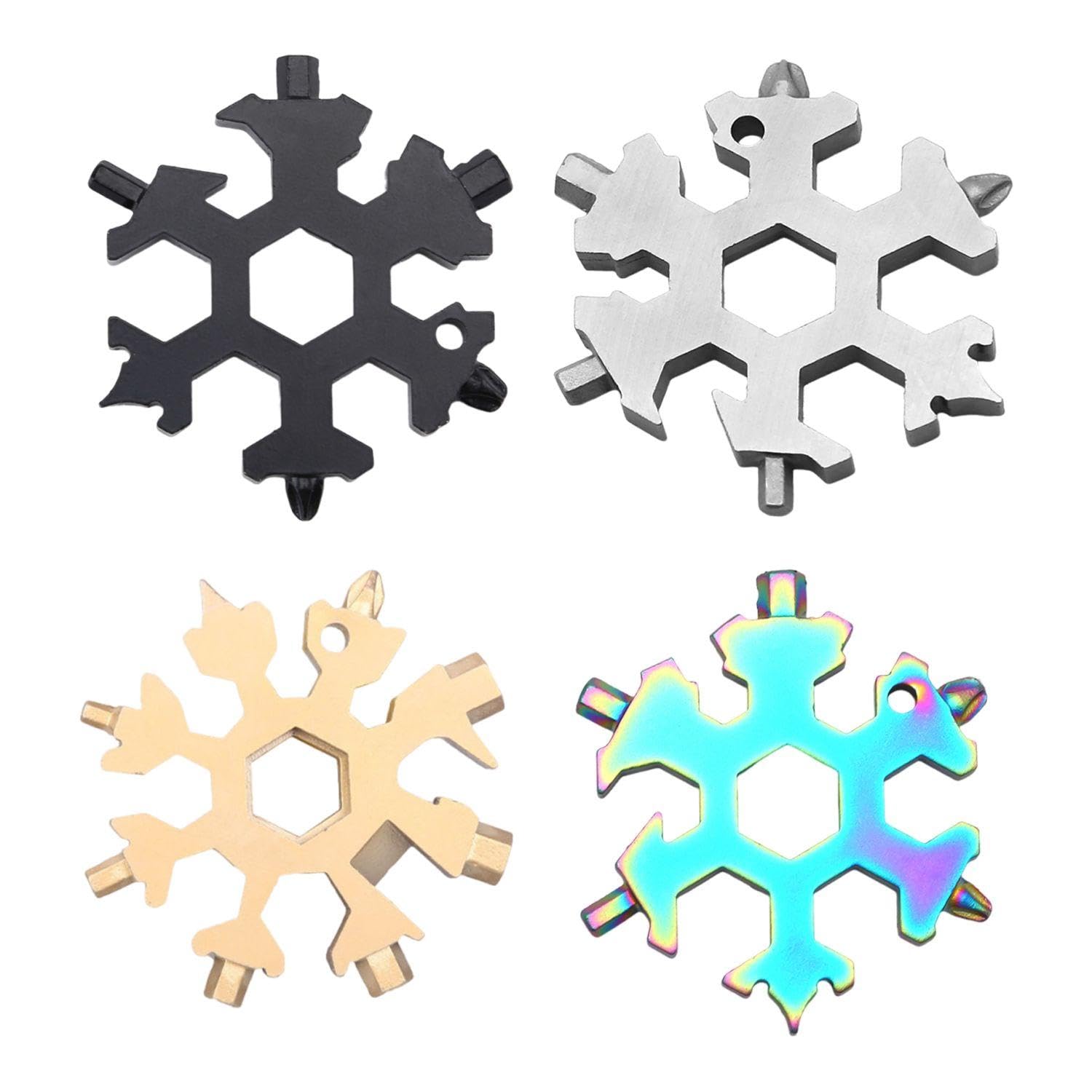 Wufgwbd Silver 4 Pieces Of Snowflake Shaped Wrenches, Multifunctional Wrenches, Portable Tools, Stainless Steel Tools, Creative Tools