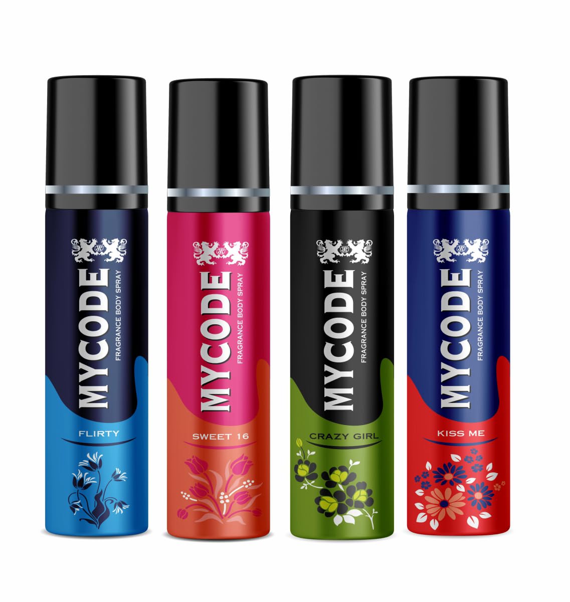 Forever Bliss Mycode Kiss me, Flirty, Sweet 16, Crazy Girl Long Lasting Fragrance Deodorant Perfume Body Spray For Men and Women (4X75ml)-image-16