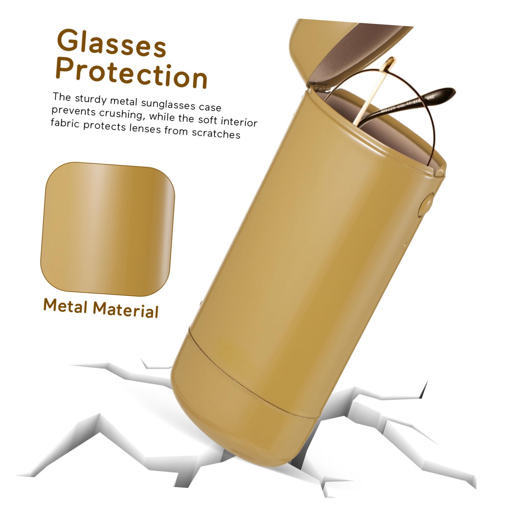 VALICLUD Custodia Rigida per Occhiali Slim in Metallo Beige | Profilo Elegante e Compatto, Uso Versatile, Protezione Leggera per Uomini e Donne