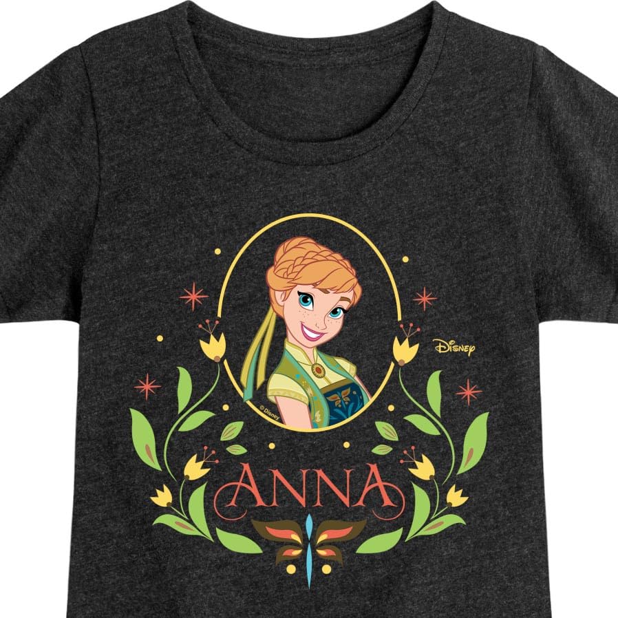 Disney Frozen - Fall - Anna in A Flower Frame - Toddler & Youth Girls Short Sleeve Graphic T-Shirt3