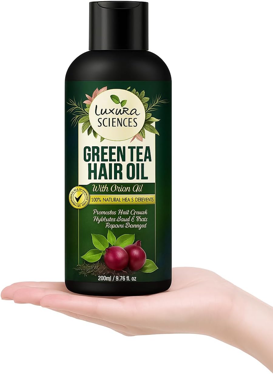 Luxura Sciences Green Tea Hair Oil with Onion Oil 200ml for Hair Improvement.